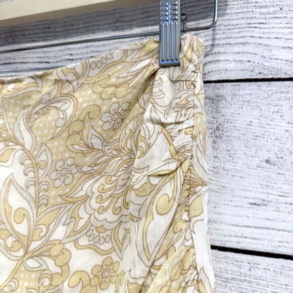 Sage The Label Yellow Floral Wrap Mini Skirt Boho Summer High Waist Skirt Small - Picture 3 of 8